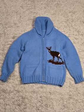 VTG 60s Mary Maxin Deer Cowichan Sweater M
